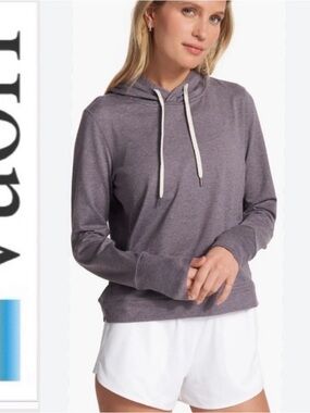 Vuori Halo essential Heathered Purple Drawstring Lightweight Hoodie L